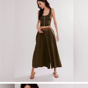 Free People Olive Green Wide-Leg Jumpsuit